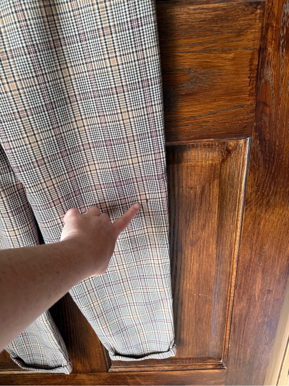 SO Plaid Paperbag Waist Chinos in Tan and Gray - Picture 5 of 5
